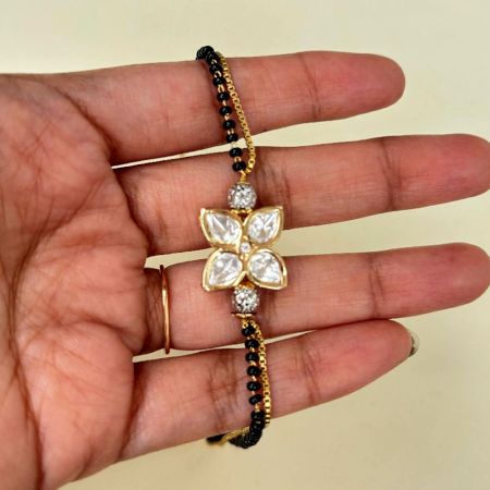 Handmade Brass Metal Jewellery Black Bead Bracelet